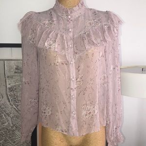 LoveShackFancy Floral silk Blouse Size M